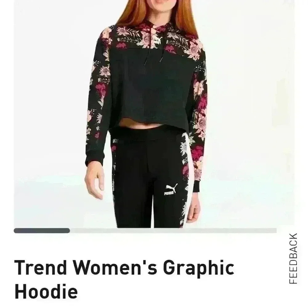 Puma Floral Cropped Hoodie - Picture 2 of 5